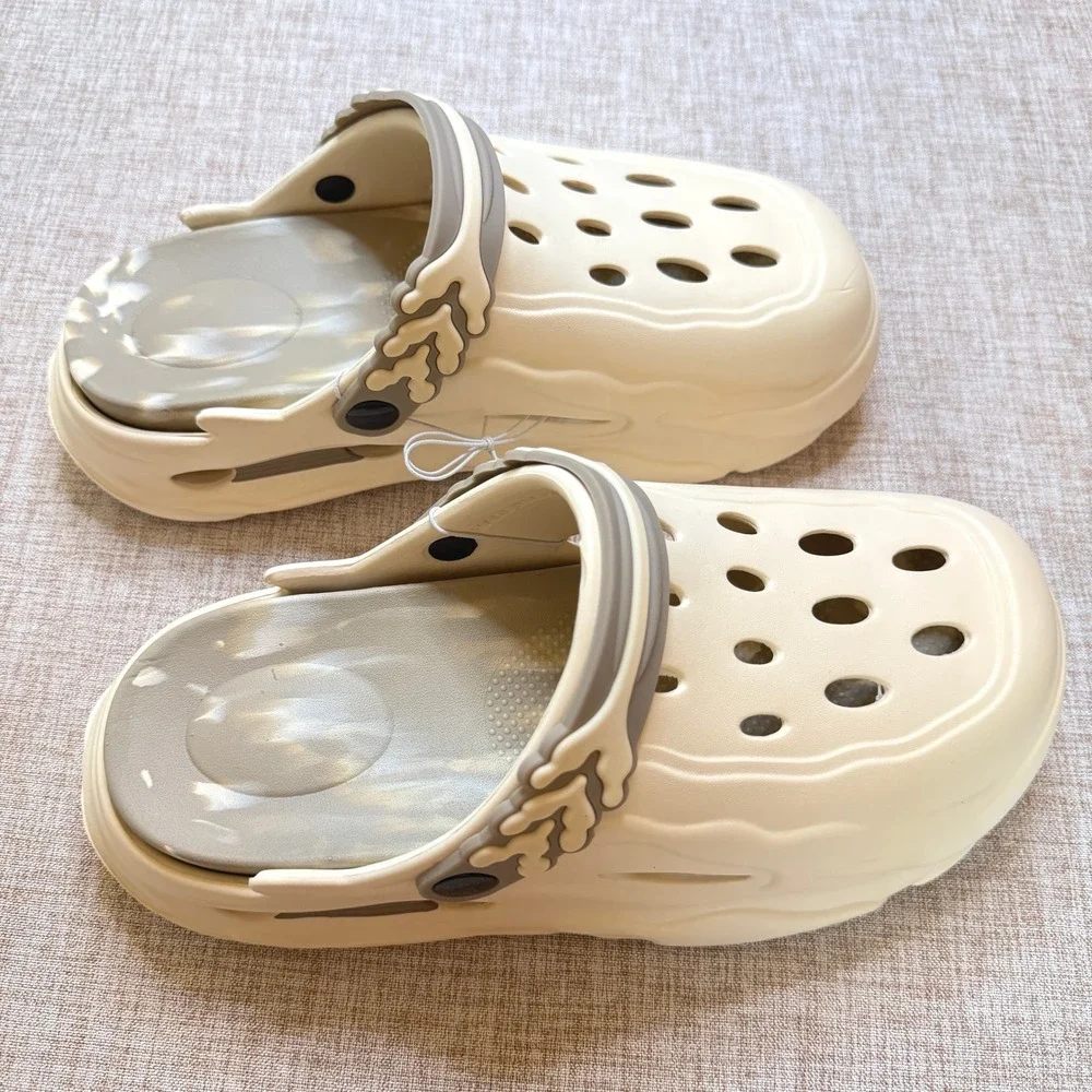 Beige Platform Clogs Bone Strap Devil Charms Marbled Footbed Mens 9-9.5